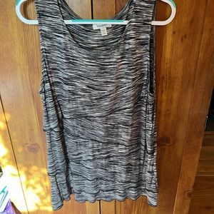 Dressbarn Tiered Sleeveless Top - Black/White